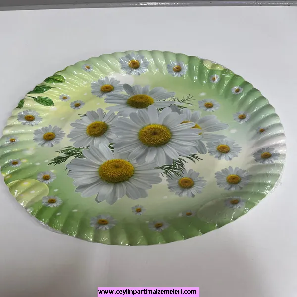 Papatya Temalı Karton Tabak